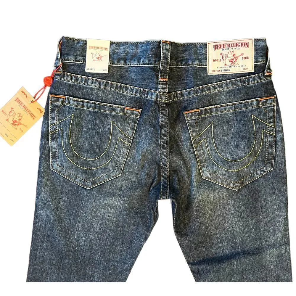 True Religion Skinny Blue Denim Jean Size 33 NWT